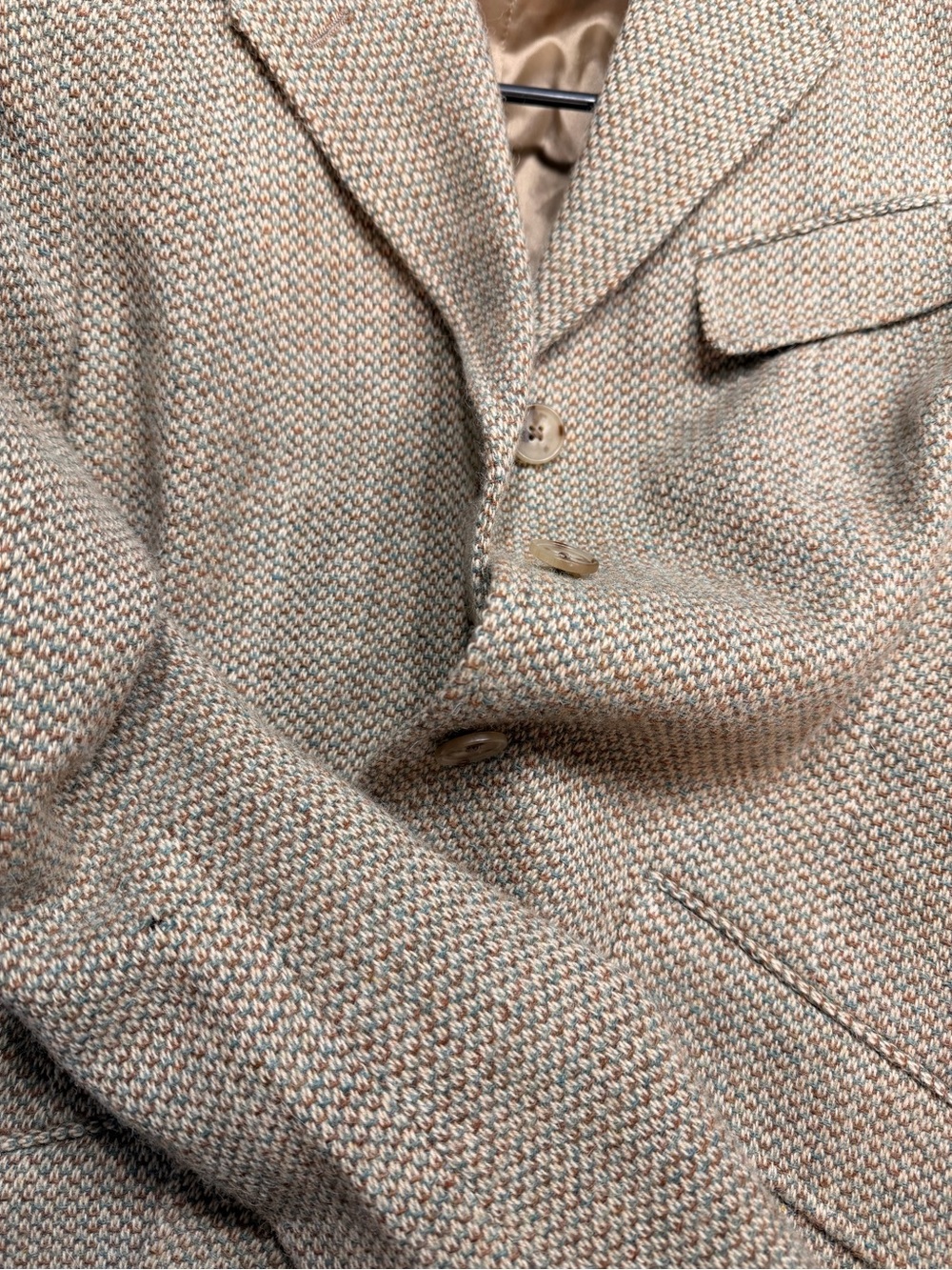 Women's Ralph Lauren Made in Italy Lambswool Alpaca Tweed Blazer Jacket 12 Tan - Picture 14 of 16